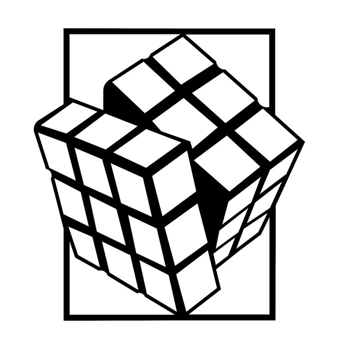 Wallity Rubik's Cube Escultura de pared negra